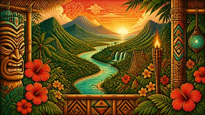 Tiki Aesthetic desktop wallpaper example