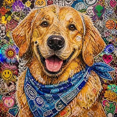 Sticker Bomb Street Art Style pet portrait example