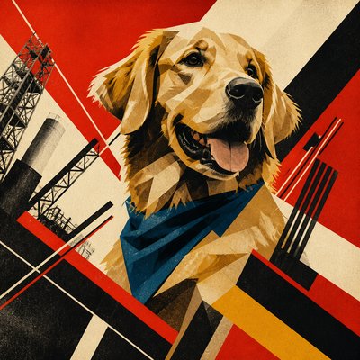 Constructivism Art Style pet portrait example