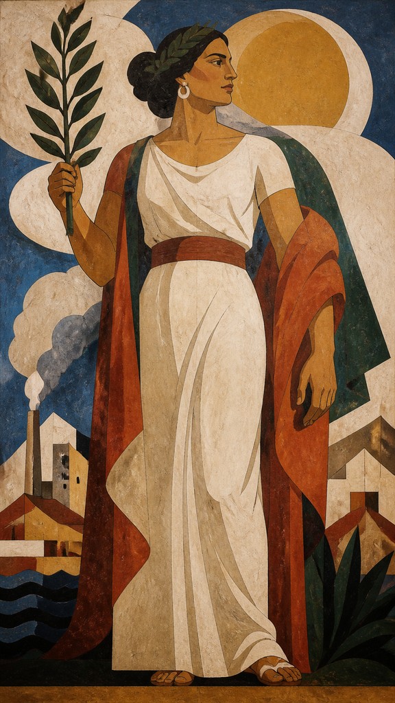 full-length portrait of an elegant figure — Mural Painting Art Style