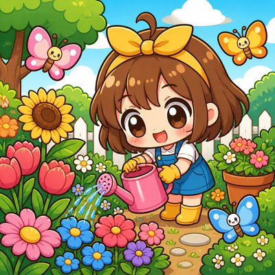 Chibi Anime Art Style coloring page example