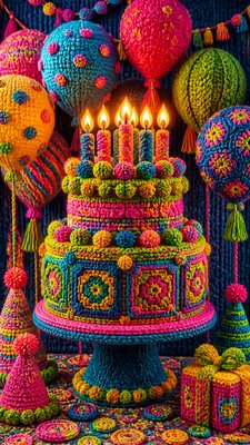 Yarn Bombing Street Art Style birthday card example