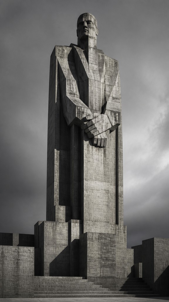 full-length portrait of an elegant figure — Brutalist Architecture Art