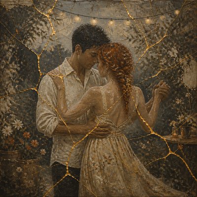 Wabi-Sabi Kintsugi Painting couple portrait example