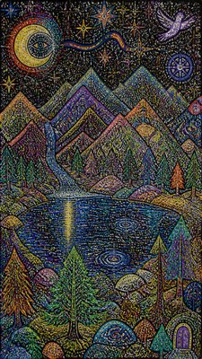 Outsider Art Style phone wallpaper example