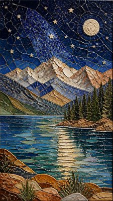 Ceramic Mosaic Art Style phone wallpaper example