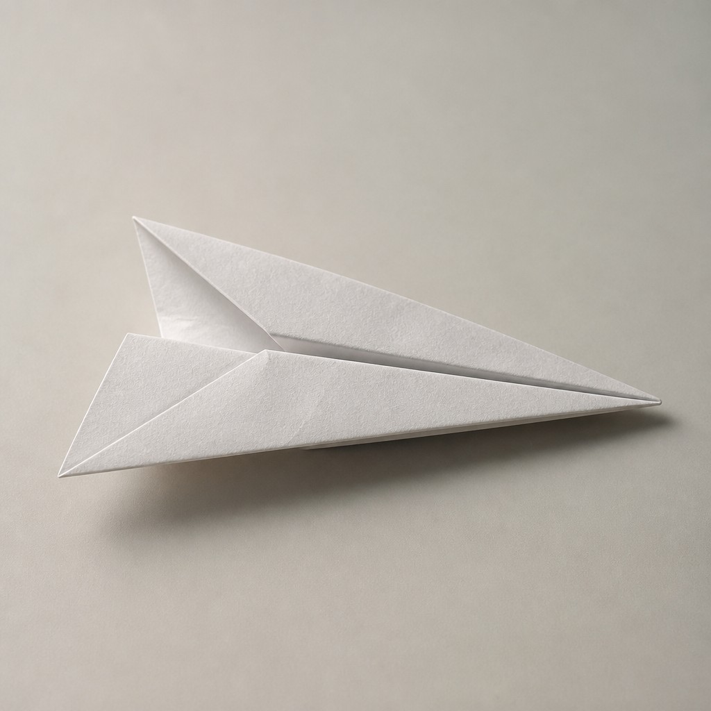 a paper plane, clean minimal composition on a plain background, no text — Contemporary Realism Art Style icon