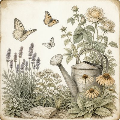 Traditional Botanical Still Life Art Style coloring page