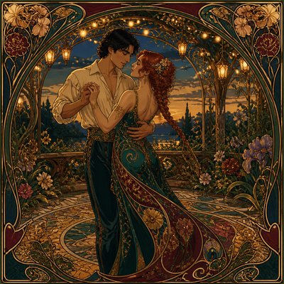 Art Nouveau Architecture Art couple portrait example