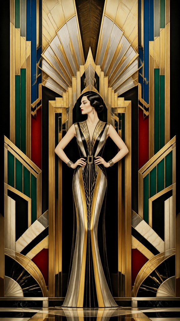 full-length portrait of an elegant figure — Art Deco Architecture Art