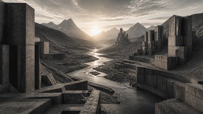 Brutalist Architecture Art desktop wallpaper example