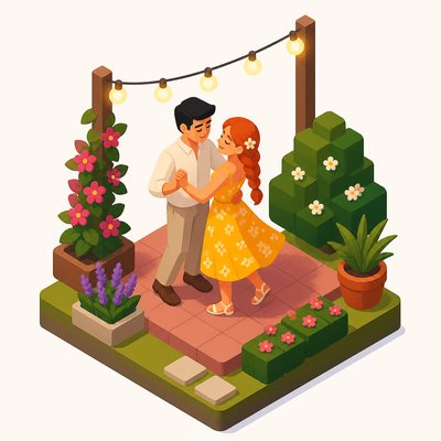 Isometric Icon Design couple portrait example