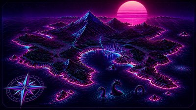 Synthwave Aesthetic fantasy map example
