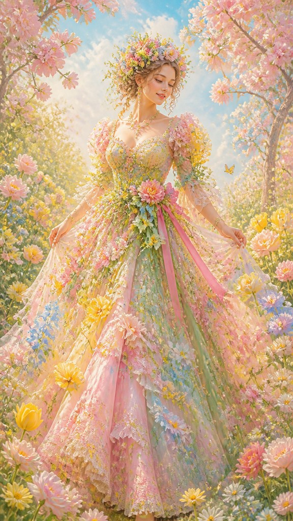 full-length portrait of an elegant figure — Bloomcore Aesthetic