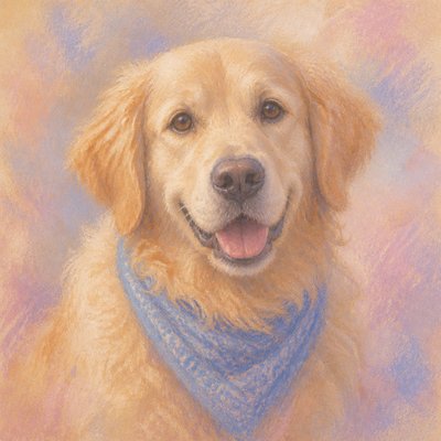 Pastel Art Style pet portrait example