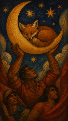 Mexican Muralism Art Style baby announcement example