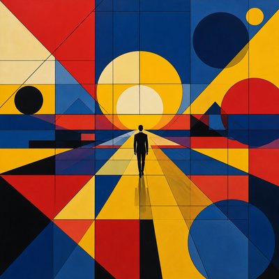 Bauhaus Geometric Art album cover example