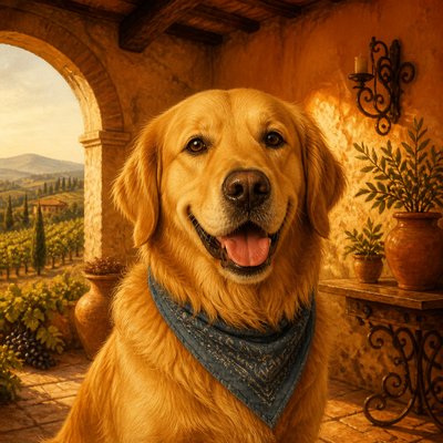 Tuscan Interior Design pet portrait example