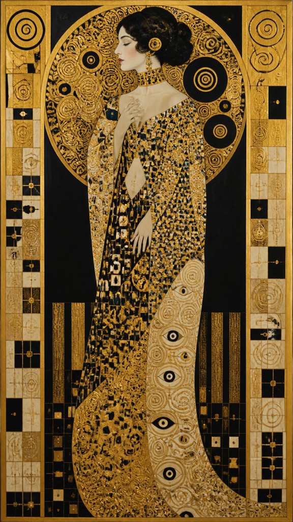 full-length portrait of an elegant figure — Vienna Secession Art Style