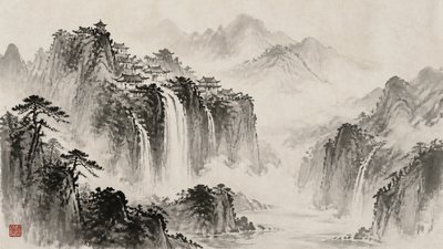 Traditional Chinese Landscape Art Style concept art example