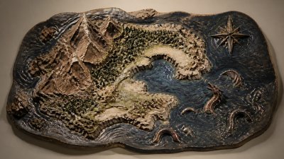 Contemporary Sculptural Ceramic Art Style fantasy map example