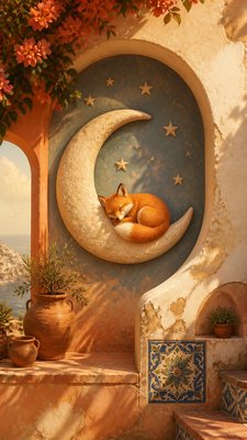 Mediterranean Architecture Art baby announcement example