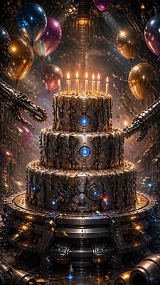 Mecha Sci-Fi Art birthday card example