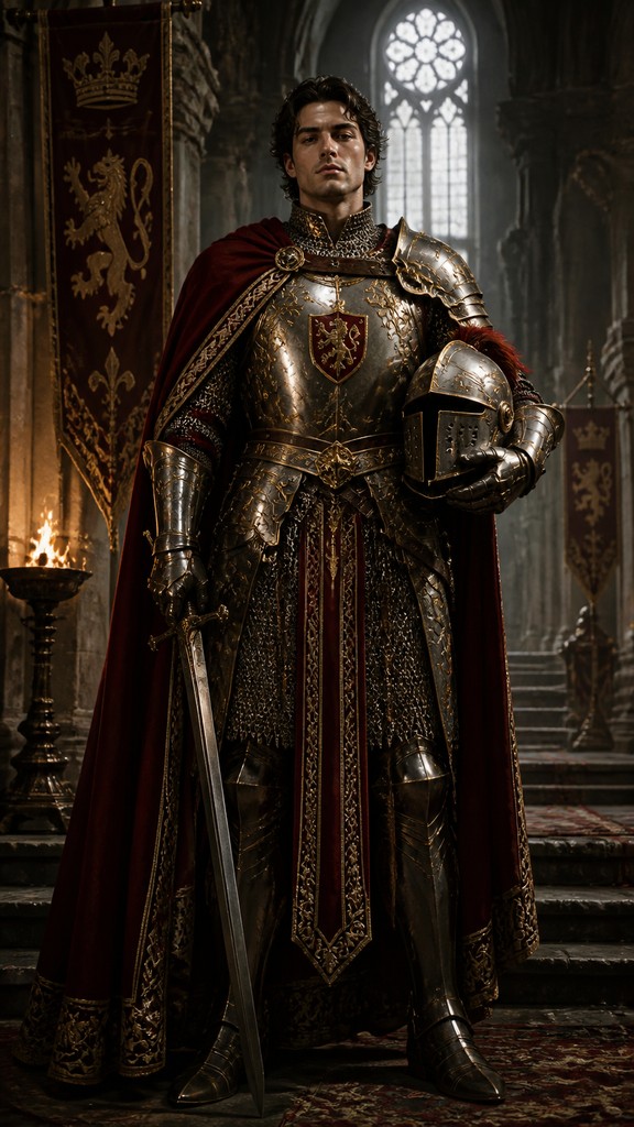 full-length portrait of an elegant figure — Knightcore Aesthetic