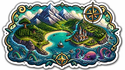 Typography Sticker Design fantasy map example