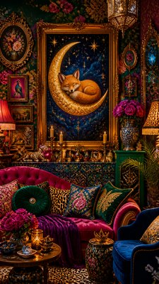 Maximalist Interior Design baby announcement example