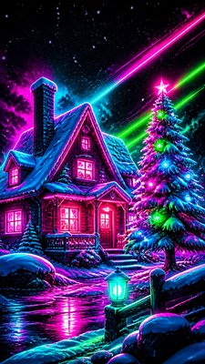 Neon Pop Art Style Christmas card example