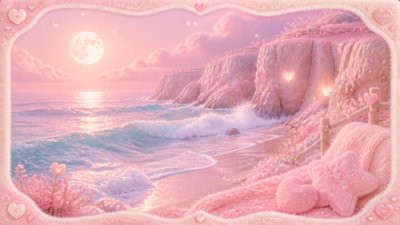 a moonlit coastline with cliffs and crashing surf, no people — Soft Girl Aesthetic wallpaper