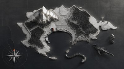 Minimalist Modern Art Style fantasy map example