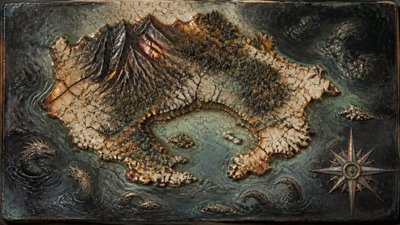 Japanese Raku Ceramic Art Style fantasy map example