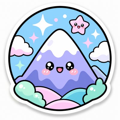 Kawaii Sticker Design logo concept example