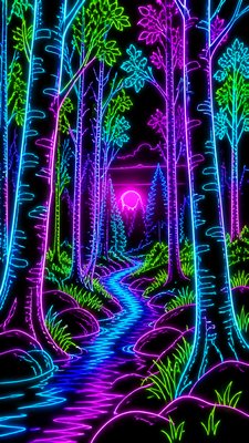 Neon Outline Style wall art print example