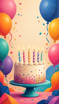 Digital Illustration Portrait Style birthday card example