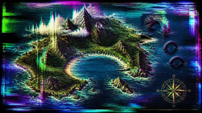 Digital Glitch Abstract Art Style fantasy map example