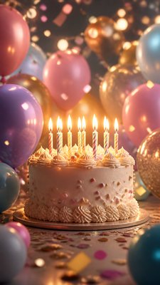 3D Rendered Digital Art Style birthday card example