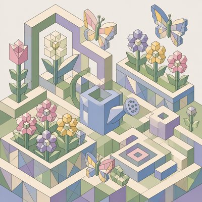 Isometric Geometric Art coloring page example