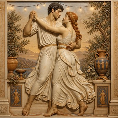 Ancient Greek Classical Art Style couple portrait example