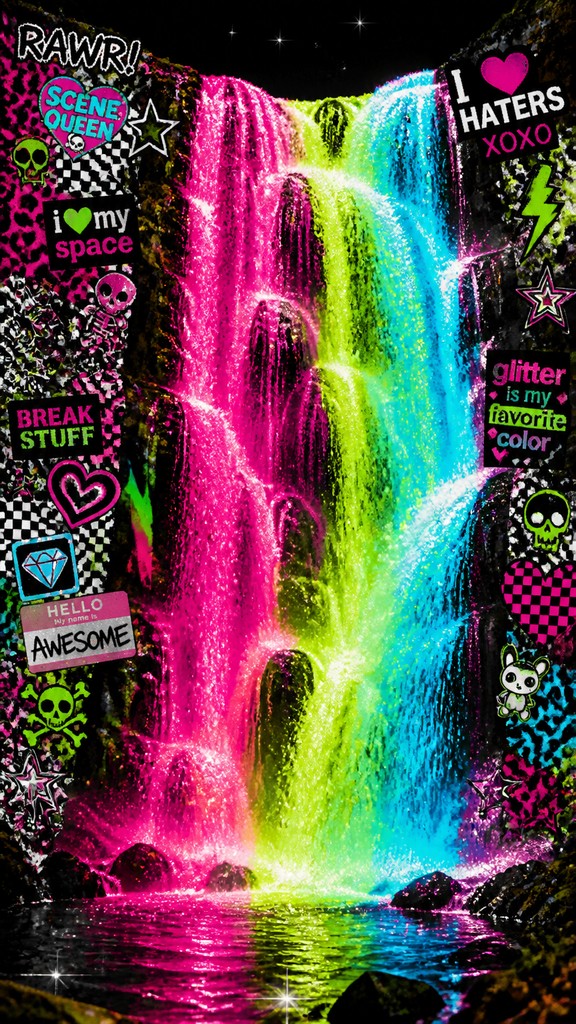towering waterfall cascading down a cliff — Scene Aesthetic
