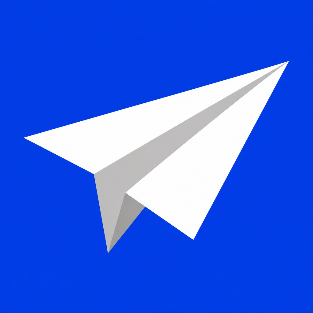 a paper plane, clean minimal composition on a plain background, no text — Hard-edge Painting Style icon