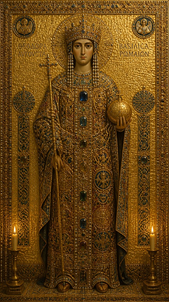 full-length portrait of an elegant figure — Byzantine Jewelry Design