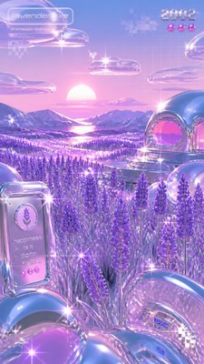 a field of lavender stretching to distant hills at dusk, no people — Y2K Aesthetic wallpaper
