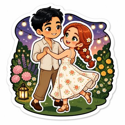 Character Sticker Design couple portrait example
