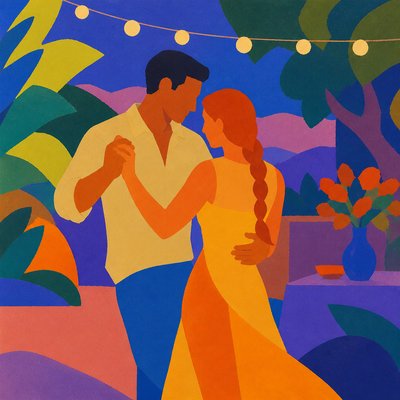 Color Field Abstract Art Style couple portrait example