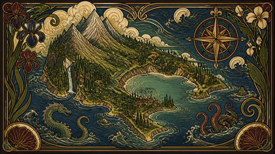 Art Nouveau Style fantasy map example