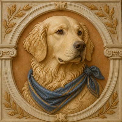 Ancient Greek Classical Art Style pet portrait example