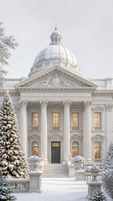 Neoclassical Architecture Christmas card example